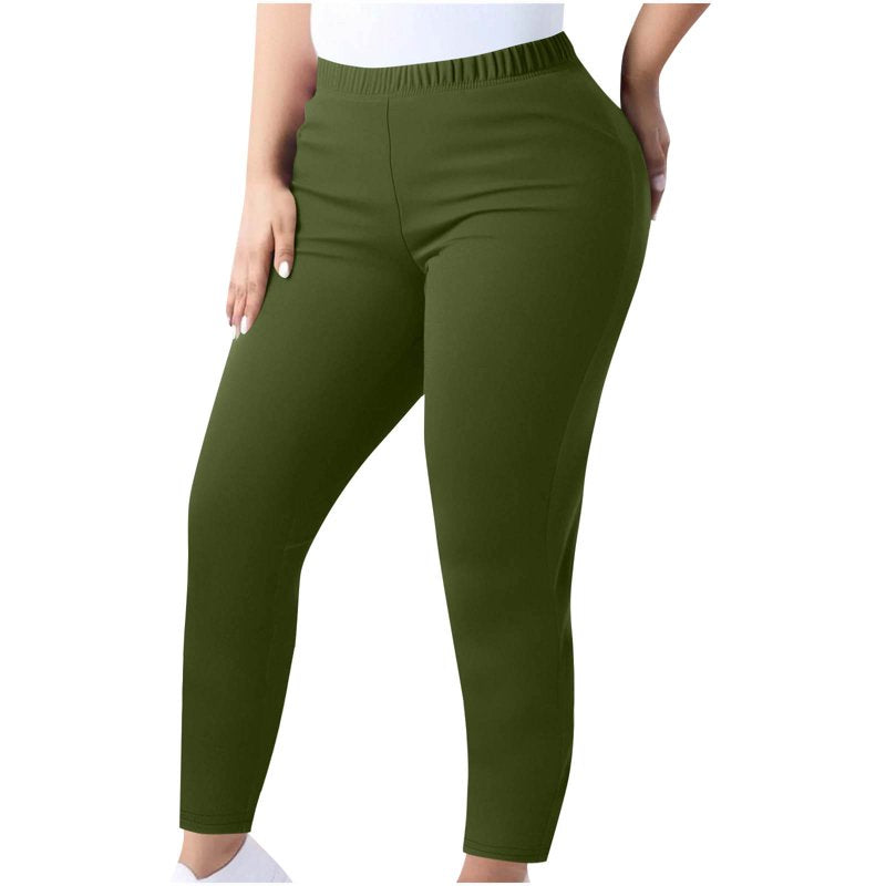 Plus Size Yoga Leggings with Elastic Waist and Full Length Fit - Lightweight and Comfortable Workout Pants