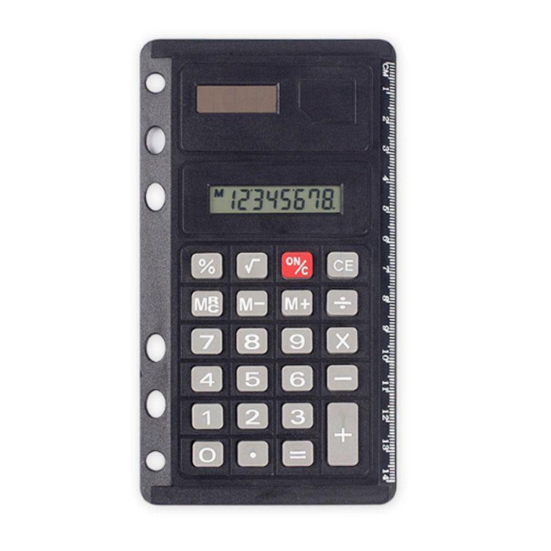 6-Hole Calculator with Ruler - Office Desk Calculator and Measurement Tool