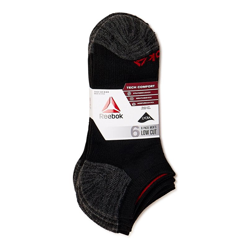Athletic Crew Socks for Men - Reebok Tech Comfort Low Cut 6-Pack