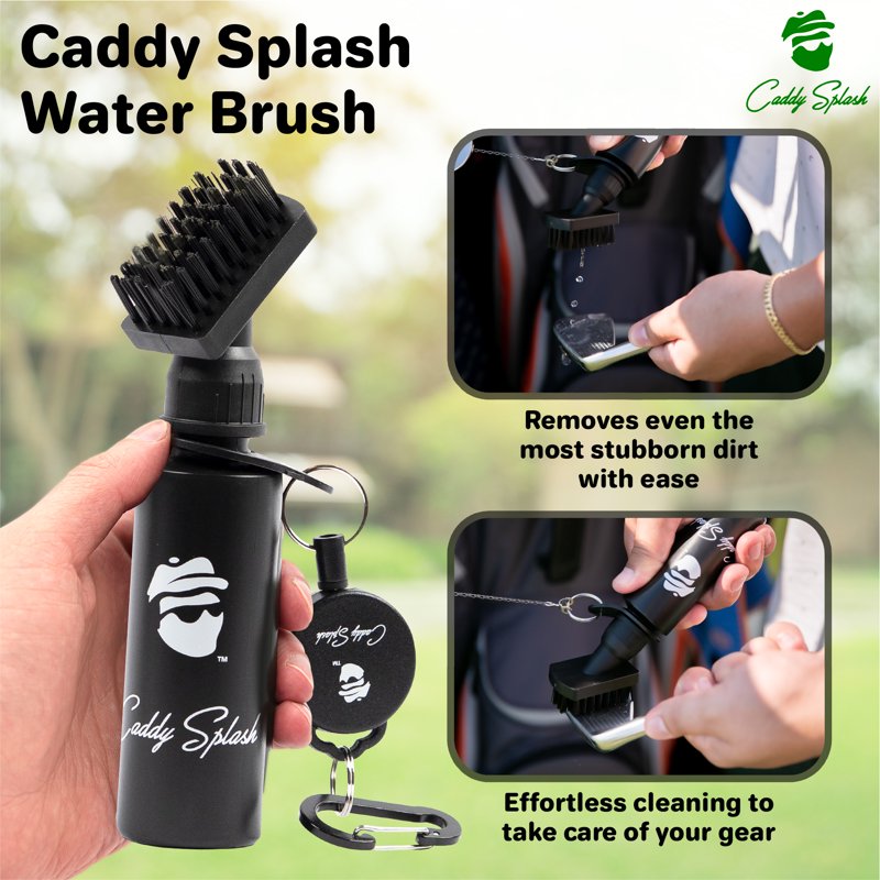Golf Club Brush Cleaner with Retractable Clip - Nylon Bristles, 4 oz Water Reservoir
