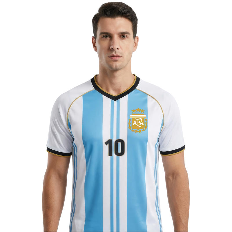 Adult Messi #10 Argentina Jersey - Sky/White 100% Polyester, M