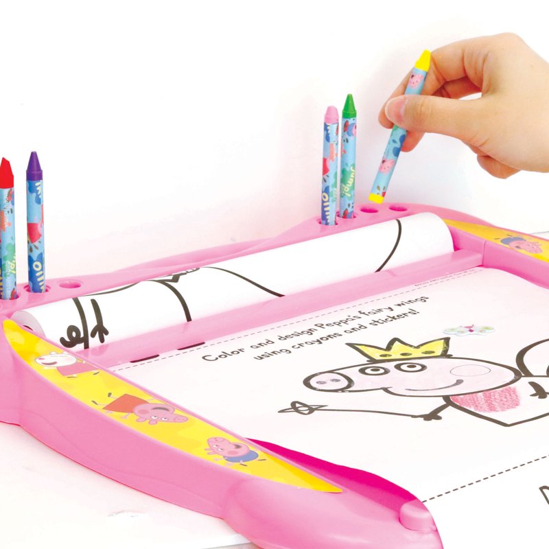 Peppa Pig Roll Desk Activity Set with 25 Feet Coloring Paper, Crayons & Puffy Stickers