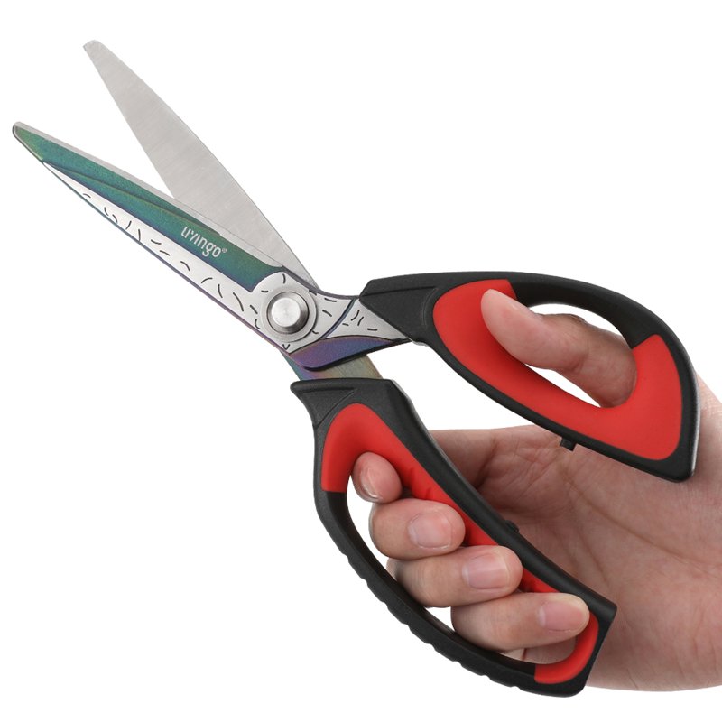 Heavy Duty Fabric & Leather Scissors - Titanium-Coated Blades, Comfort Grip Handles, 10-Inch