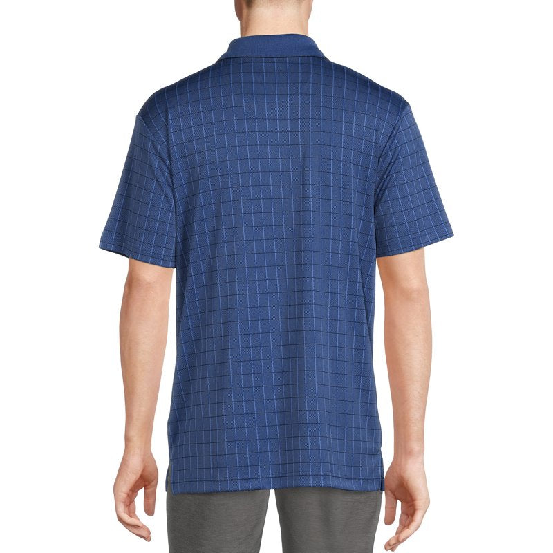 Ben Hogan Men’s & Big & Tall Textured Windowpane Golf Polo Shirt – Navy XL