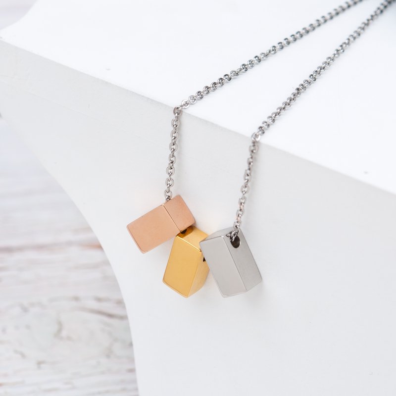 Multicolor Cube Pendant Necklace for Mothers - Gift for Mom and Her Birthday