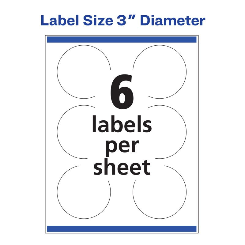 Glossy White Round Labels with Sure Feed Technology for Laser & Inkjet Printers, 3-Inch Diameter, Multiple Pack Sizes