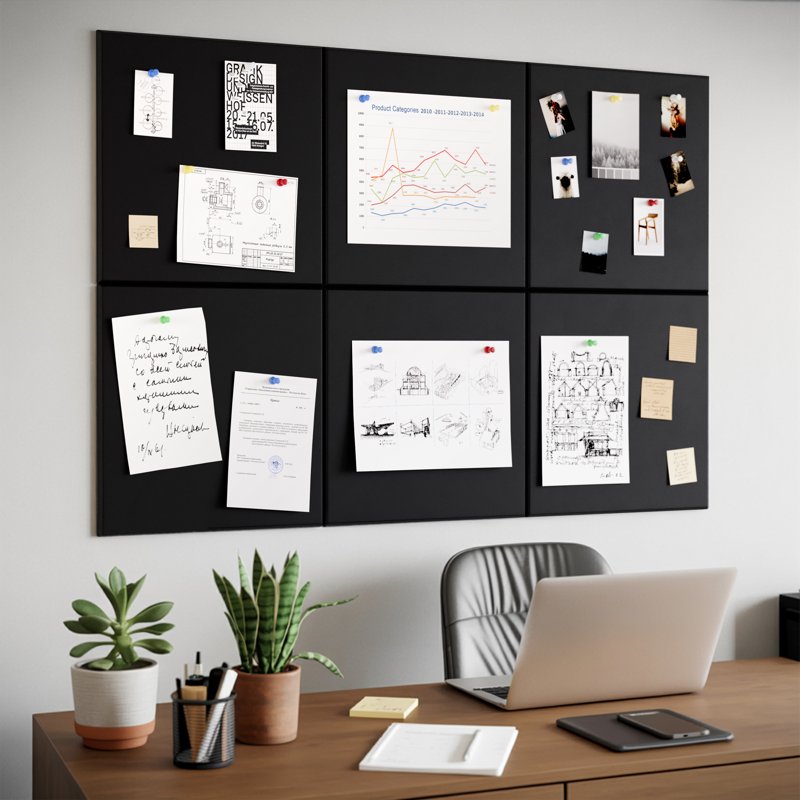 Large Cork Bulletin Board Wall Tiles with Pushpins - 36 x 24 Inches, Pack of 6