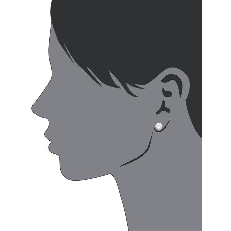 Women's Silver Plated Cubic Zirconia Round Stud Earrings 3 Pack