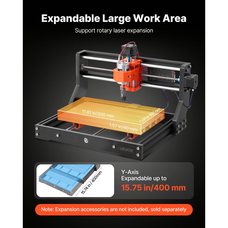 60W CNC Router Machine 3-Axis Wood Engraving Milling with 300x180mm Work Area