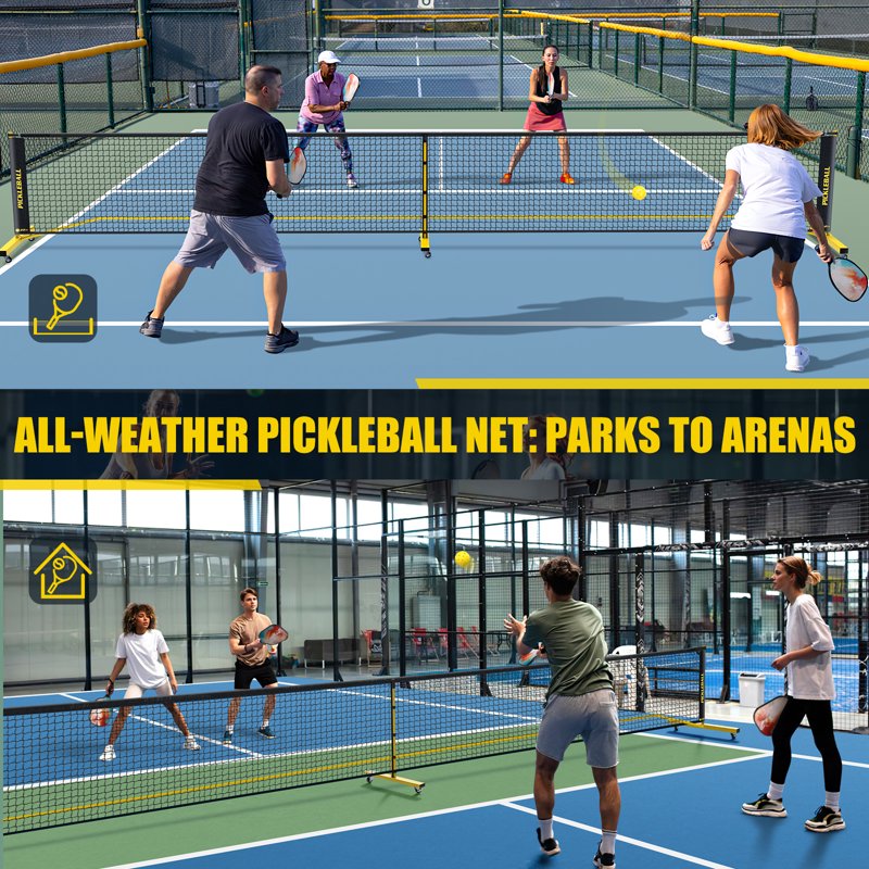 Portable Pickleball Net Set with Wheels - 3 Size Options, All-Weather Durable, Carry Bag & Easy Takedown