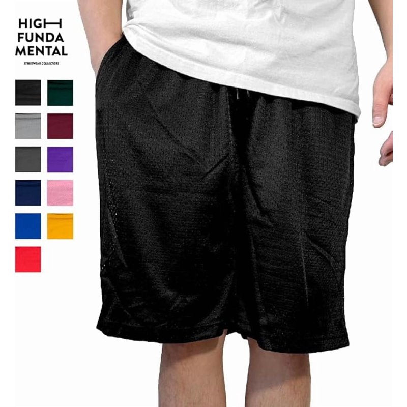 Men's Athletic Mesh Shorts with Drawstring & Pockets - Lightweight Gym Workout Wear