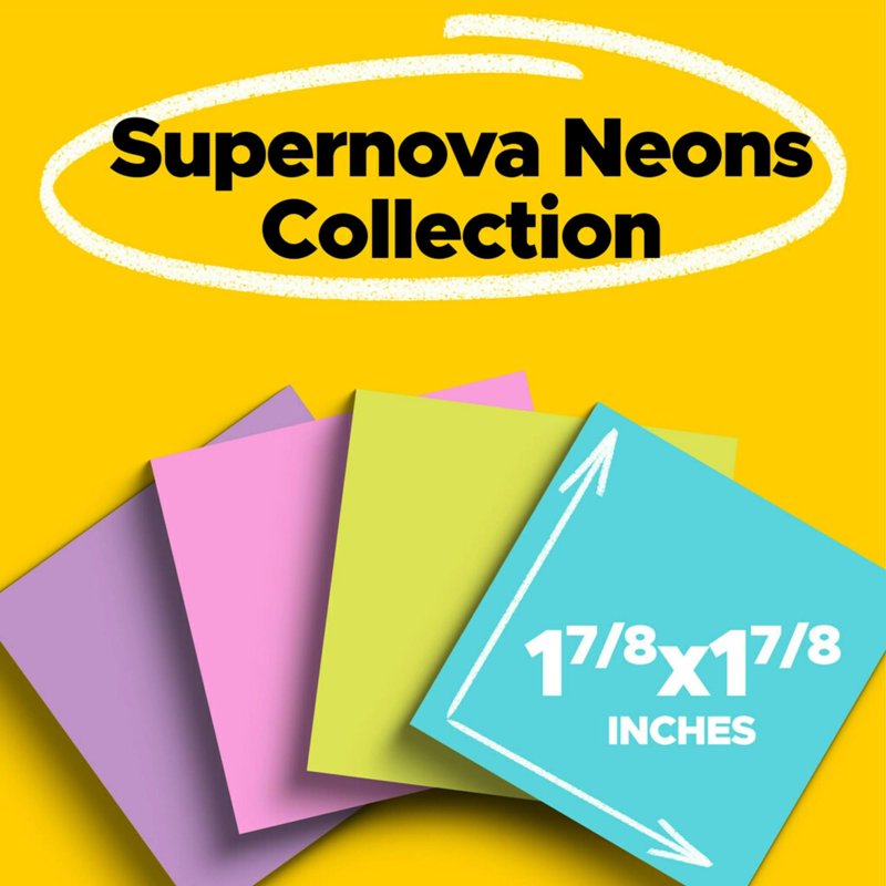 Post-it Super Sticky Notes 1.88 x 1.88 Inches Neon Collection 18 Pads