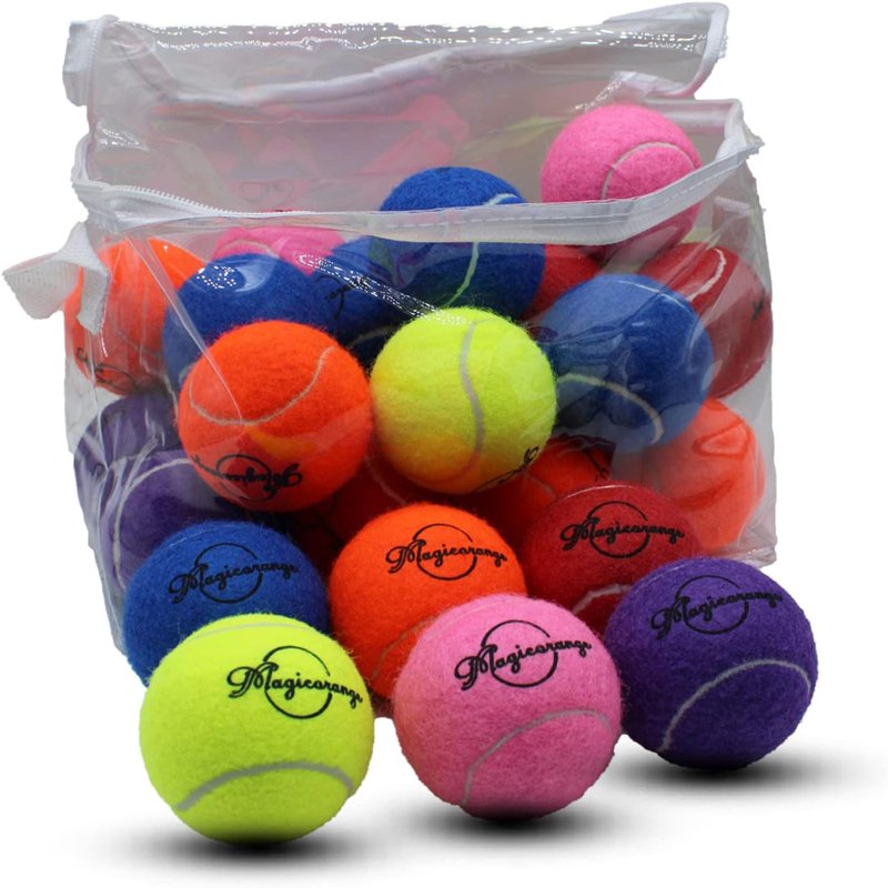 Multicolor Tennis Balls 30 Pack - Durable Practice & Training Balls for Dogs and Sports