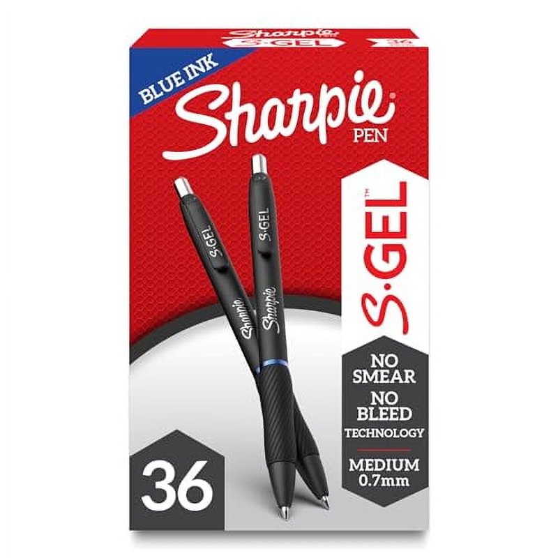 Gel Pens Pack of 36 - Medium Point 0.7mm Black & Blue Ink for Writing