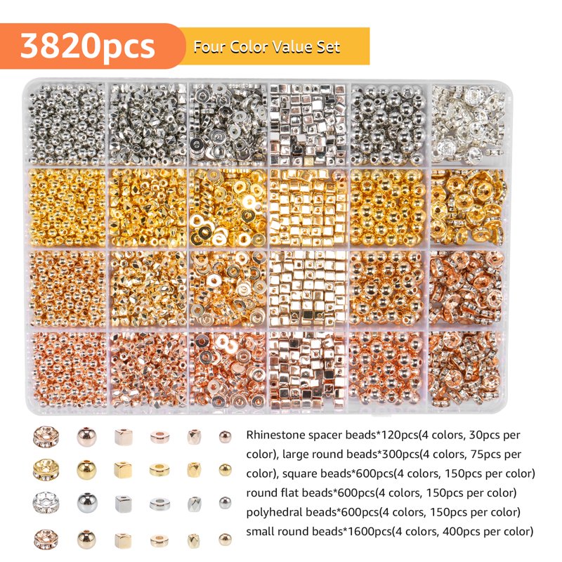 Gold Spacer Beads Set 3820 Pieces Assorted Jewelry Making Components