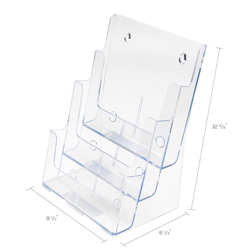 3-Tier Magazine Literature Holder Acrylic Display Stand Counter & Wall Mount