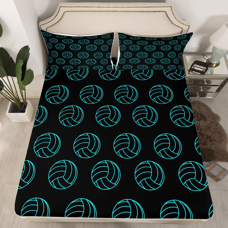 Castle Fairy Twin Sheet Set - 3pc Black Teal Sport Theme Fitted & Flat Sheets