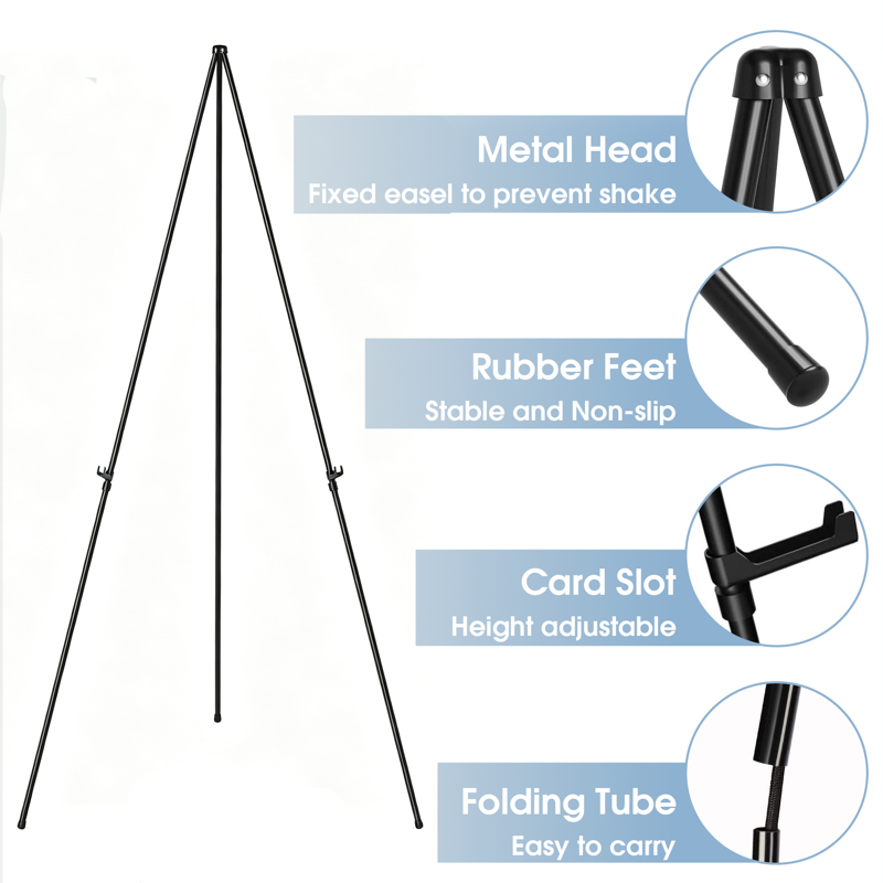 Portable Metal Easel Stand for Artwork & Sign Display, 63-Inch Tripod