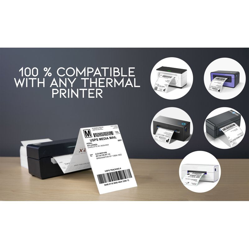 Thermal Shipping Labels 4x6 Fanfold Pack of 2000-4000 Labels for USPS UPS FedEx