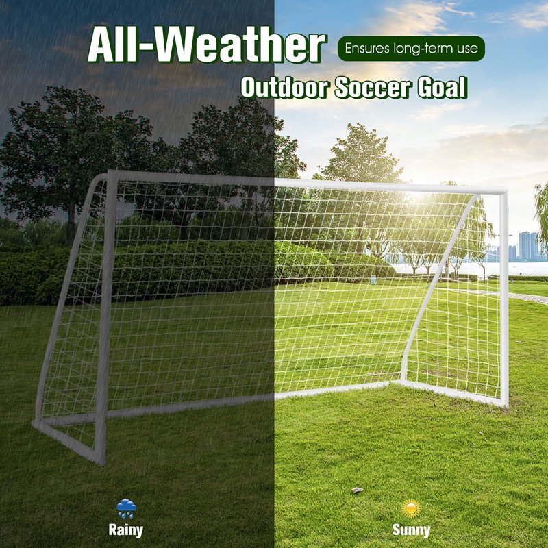 All-Weather Soccer Goal 12 x 6 ft with UPVC Frame – Portable Backyard Practice