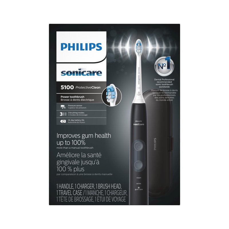 Electric Toothbrush with Pressure Sensor and 3 Modes - Rechargeable, Black