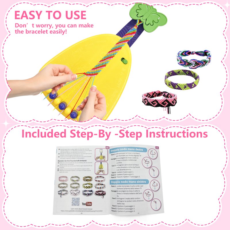Friendship Bracelet Making Kit for Kids - DIY Jewelry Craft Set with Threads & Tools