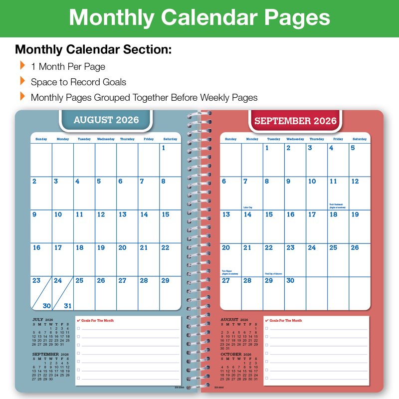 Student Planner 2026-2027 Matrix Style 5.5x8.5 Inch with Stickers & Ruler