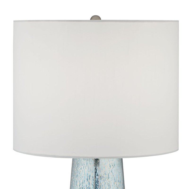 Modern Mercury Glass Table Lamp with White Drum Shade - 30 Inch Tall