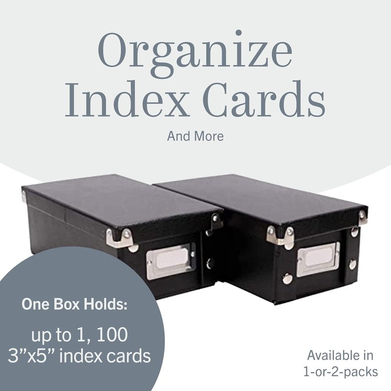Collapsible Index Card File Box Organizer with Label Holder - Holds 1100 Cards