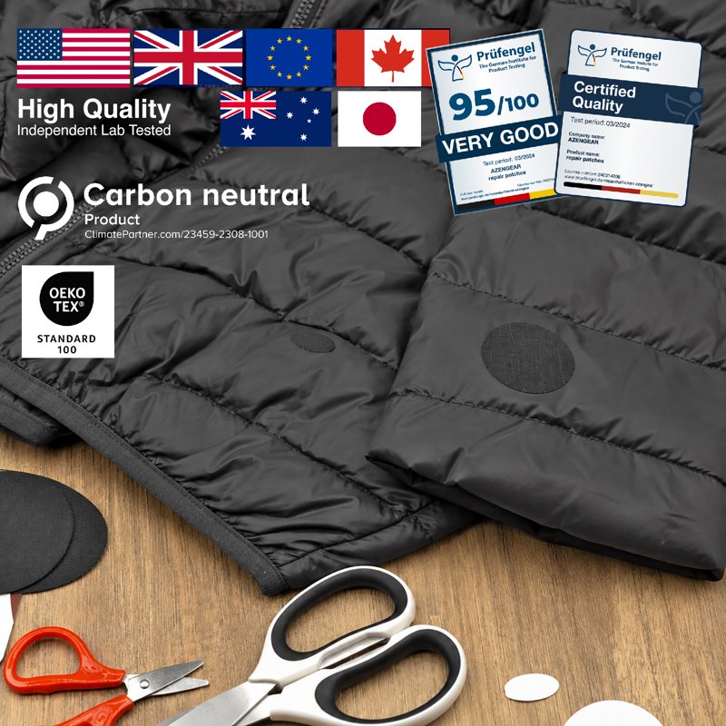 Waterproof Self-Adhesive Repair Patches Kit for Jackets, Tents, Shoes, Air Mattresses - 11 Pieces