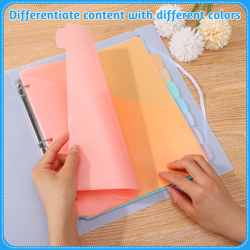 8-Pocket Binder Dividers with Labels for 3 Ring Binders - School Office Organization