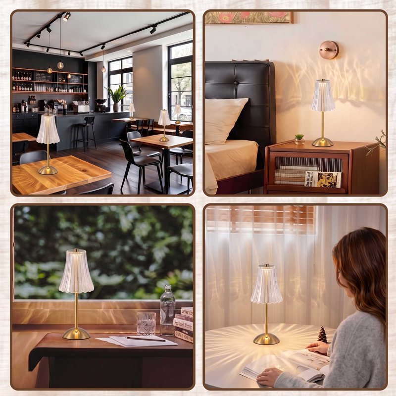 Cordless LED Table Lamp with 3 Lighting Modes Rechargeable Portable Light for Bedroom, Restaurant, Coffee Shop