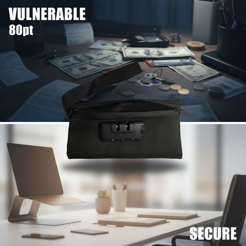 Lockable Money Pouch Set - 2 Polyester Cash Bags with Metal Locks, Compact Portable Design