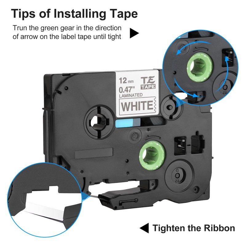 Label Tape Replacement 12mm Laminated Waterproof for Brother TZe-231