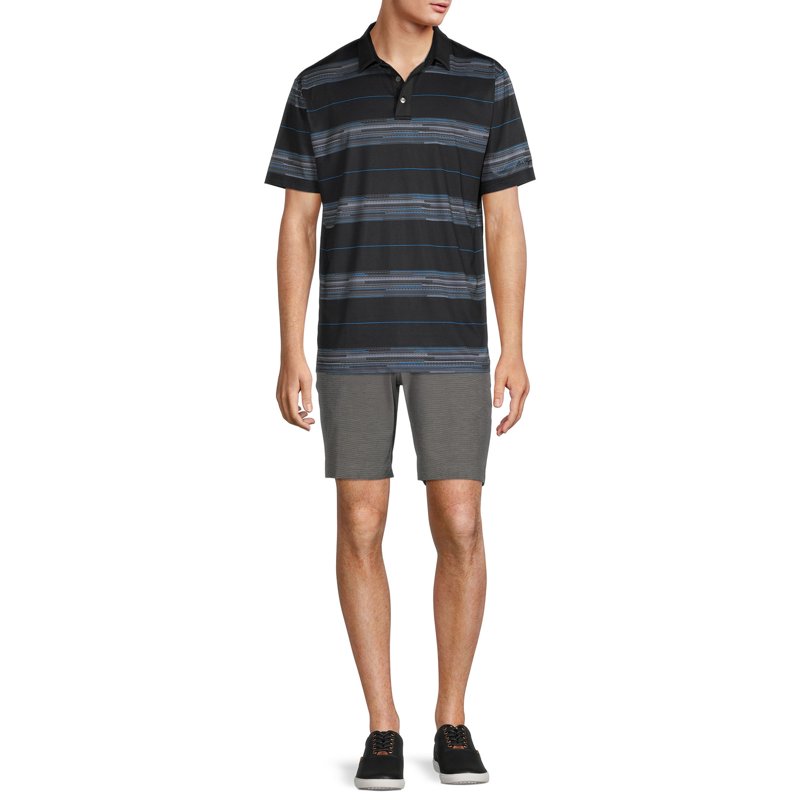 Ben Hogan Men’s & Big Men’s Stripe Polo Shirt – Black, L (S-5XL)
