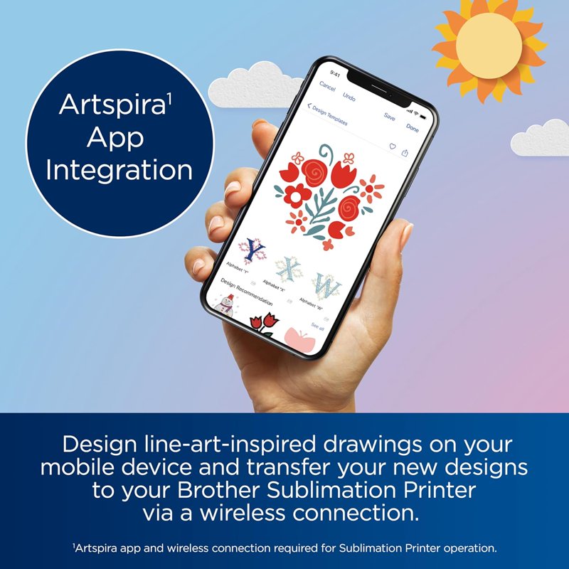 Brother Sublimation Printer with Wireless Connectivity and 100 Sheets Sublimation Paper