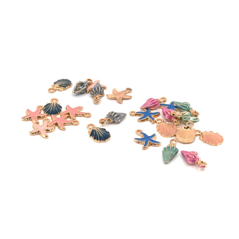 Sea Gold Charms Jewelry Making Set - 24-Piece Ocean Themed Charm Collection