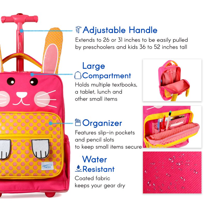 Kids Rolling & Convertible Backpack with Wheels and Shoulder Straps | Durable & Water-Resistant