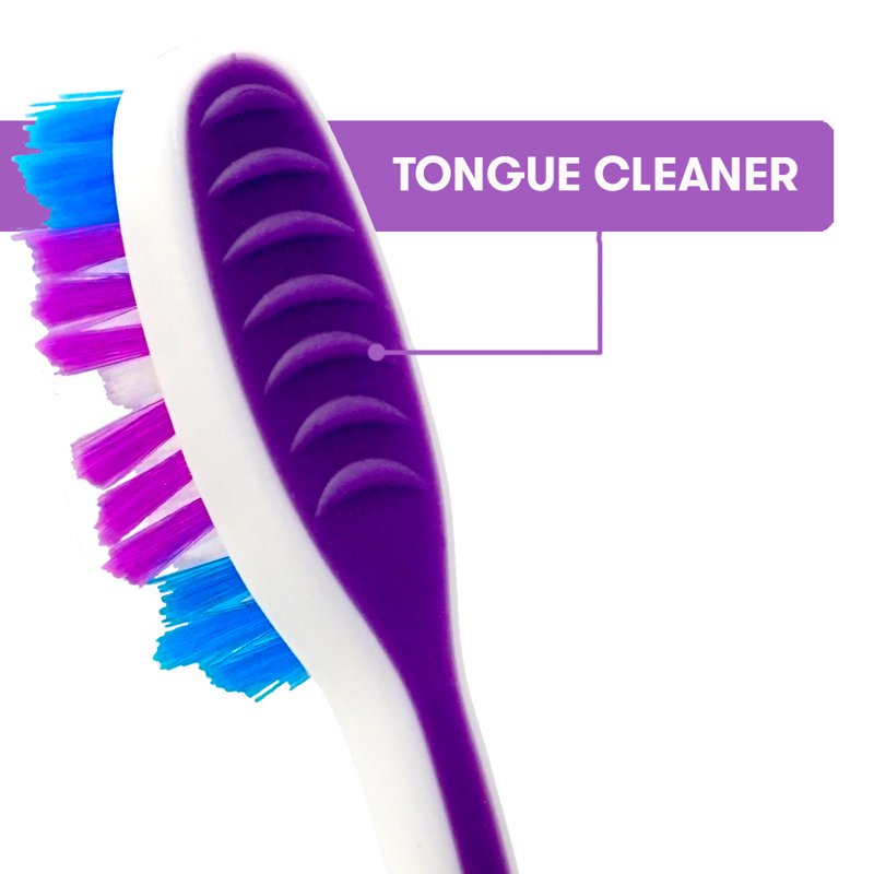 Multi-Pack Soft Toothbrushes with Tongue Scraper and Contoured Handle
