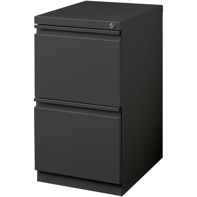 Modern Metal Mobile Pedestal Filing Cabinet with 2 Drawers - Charcoal