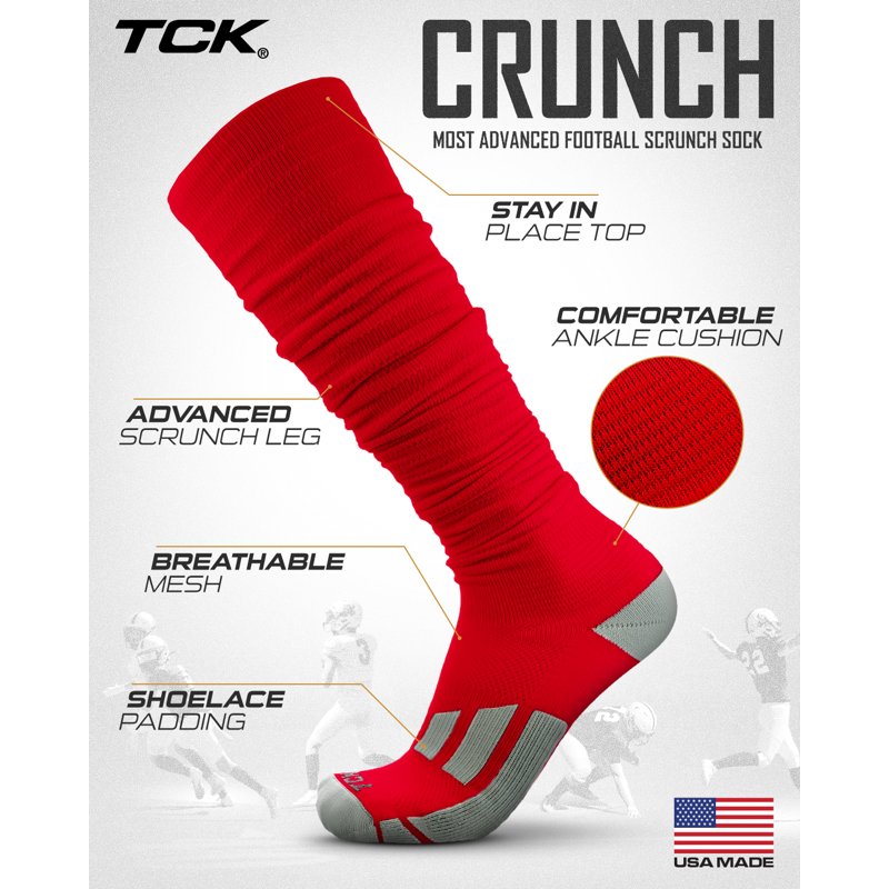 Knee High Football Socks with Scrunch Design - Moisture Wicking, Athletic Fit