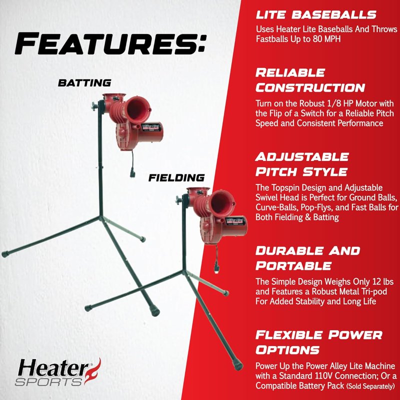 Baseball Pitching Machine with Adjustable Speed & Fielding Practice