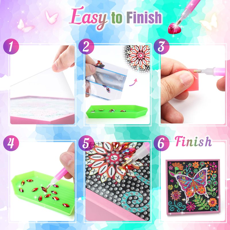 Kids DIY Diamond Art Craft Kit with Wooden Frame - Multiple Sizes & Designs