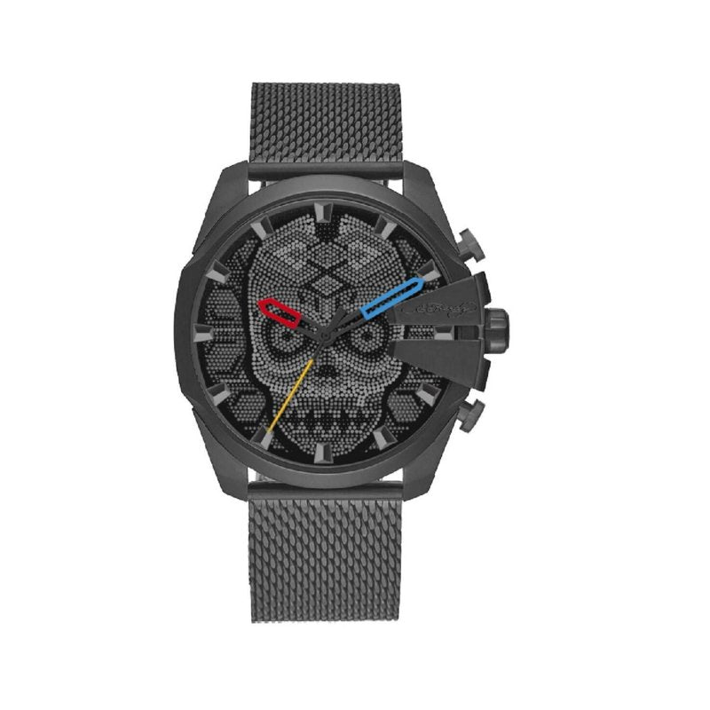 Men's Gunmetal Mesh Bracelet Watch 53mm - Ed Hardy Skull Dial