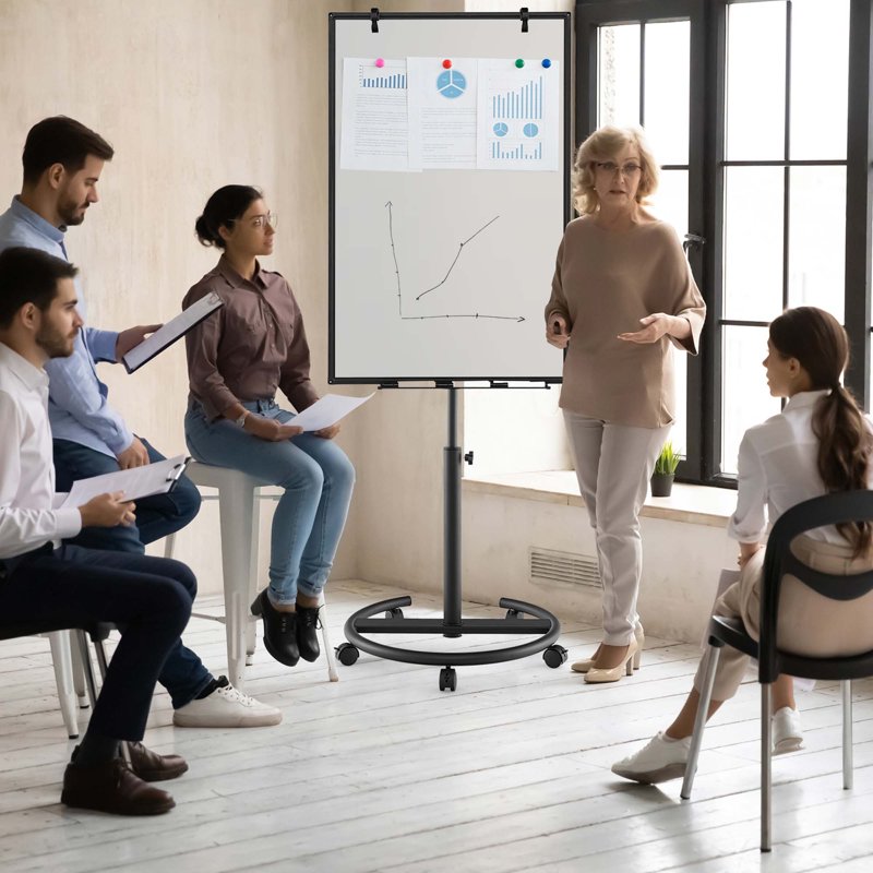 Adjustable Mobile Whiteboard with Stand - Magnetic Dry Erase Board 40'' x 26''
