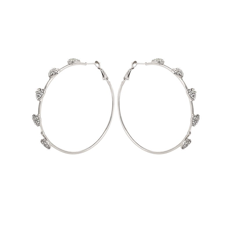 Women’s Silver-Tone Heart Stone Hoop Earrings - Jessica Simpson Jewelry