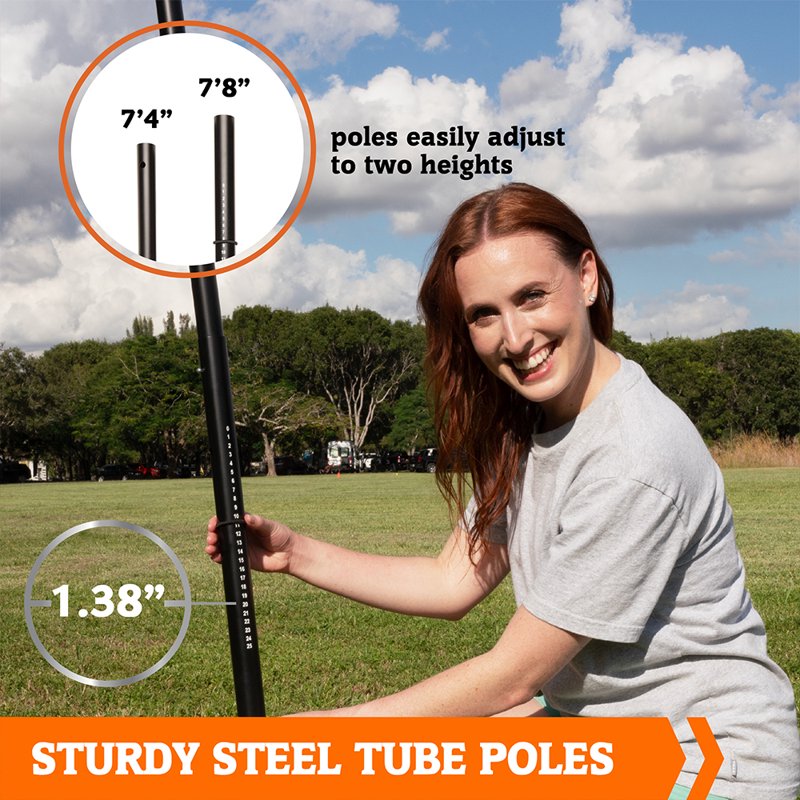 Outdoor Volleyball Net Set with Adjustable Steel Poles and Carrying Bag - 32 ft Official Size Ball