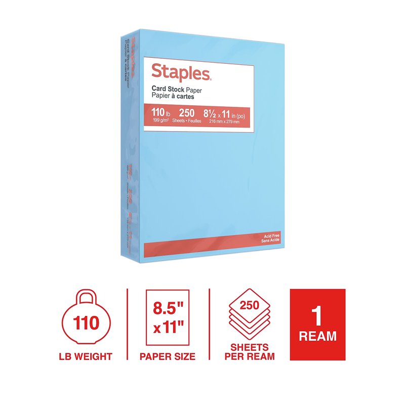 Heavyweight Cardstock Paper 110 lbs - 8.5 x 11 Inches - Assorted Colors, 250 Sheets