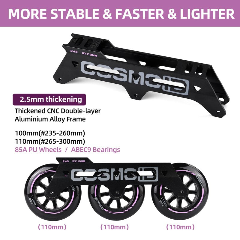 High Performance Inline Skates for Adults - 110mm Speed Wheels, Metal Frame, Indoor Outdoor Fitness