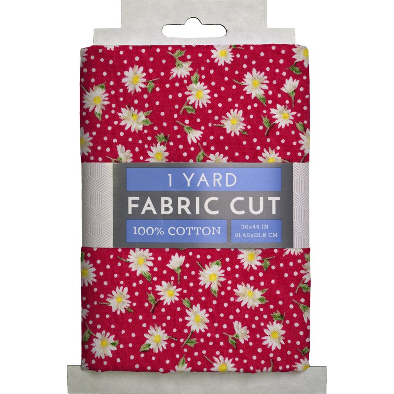 Cotton Fabric Daisies Red 44-Inch Wide 1 Yard for Quilting & Sewing